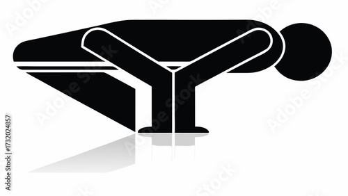 Dynamic figure in yoga pose for wellness and fitness concepts, conveying balance and strength