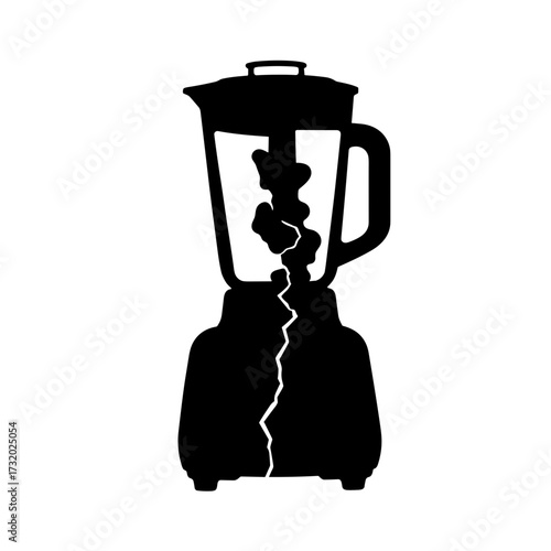 Broken blender silhouette, kitchen appliance malfunction symbol