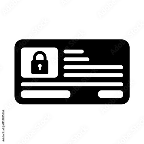 Secure personal data card with padlock icon, privacy and cybersecurity concept
