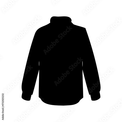 A solid black silhouette of a long sleeved button down shirt