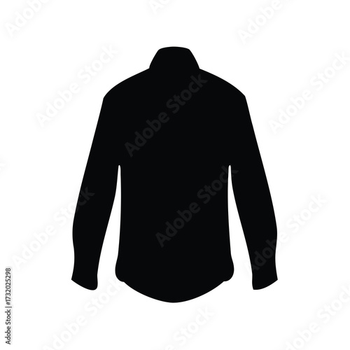 A solid black silhouette of a long sleeved button down shirt