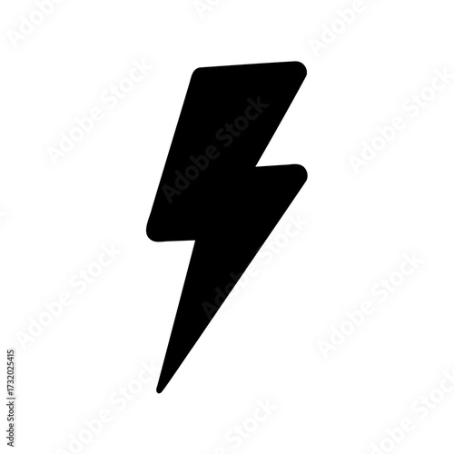 Simple lightning bolt silhouette on a white background representing power and energy