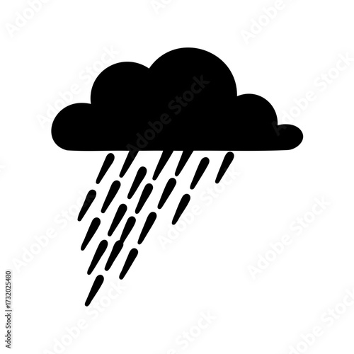 Φωτογραφία A simple monochrome illustration of a raincloud with rain falling below