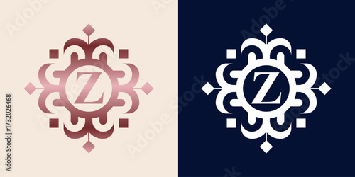 Letter Z logo with luxury ornament logo in pink gradient color, for boutique, beauty, shop, jewelry industry, and beauty