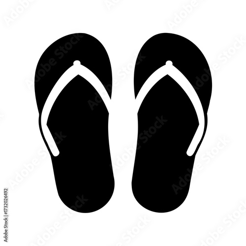 Stylized black and white image of two flip flops, ready for summer