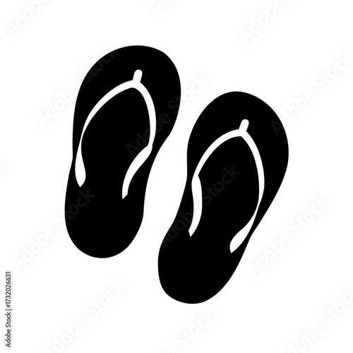 Black and White Illustration of a Pair of Stylish Flip Flops