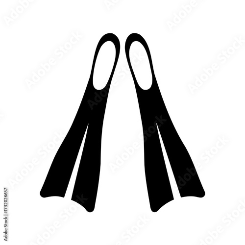 Pair of black swimming fins for snorkeling and scuba diving equipment