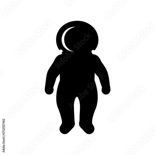 Silhouette of astronaut floating in space- Black silhouette of a lone astronaut figure drifting in zero gravity, isolated on white background, symbolizing space exploration and solitude