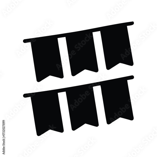 Stylized illustration of party or celebration bunting in a graphic style