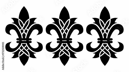 Classic fleur de lis emblems evoke timeless elegance, perfect for heraldry, design accents, and sophisticated decorative projects, refined vintage style