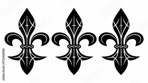 Elegant fleur-de-lis symbols evoke French heritage and design sophistication for luxurious branding and timeless decorative arts, perfect for upscale projects
