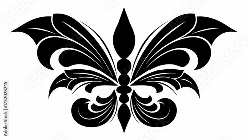 Elegant fleur-de-lis style design with bold, stylized leaf elements for sophisticated invitations or branding showcasing classic beauty and refined taste