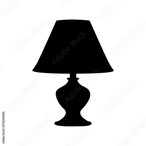 Silhouette of a vintage style table lamp with a lampshade and base