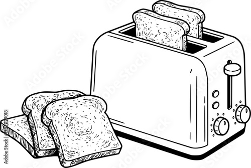 vector toasted bread slices and toaster

