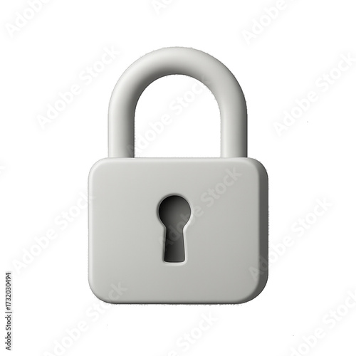 A simple white padlock isolated on transparent background, representing security and protection