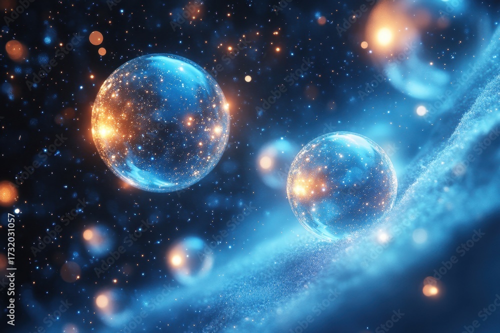 Fototapeta premium Spheres floating in space.
