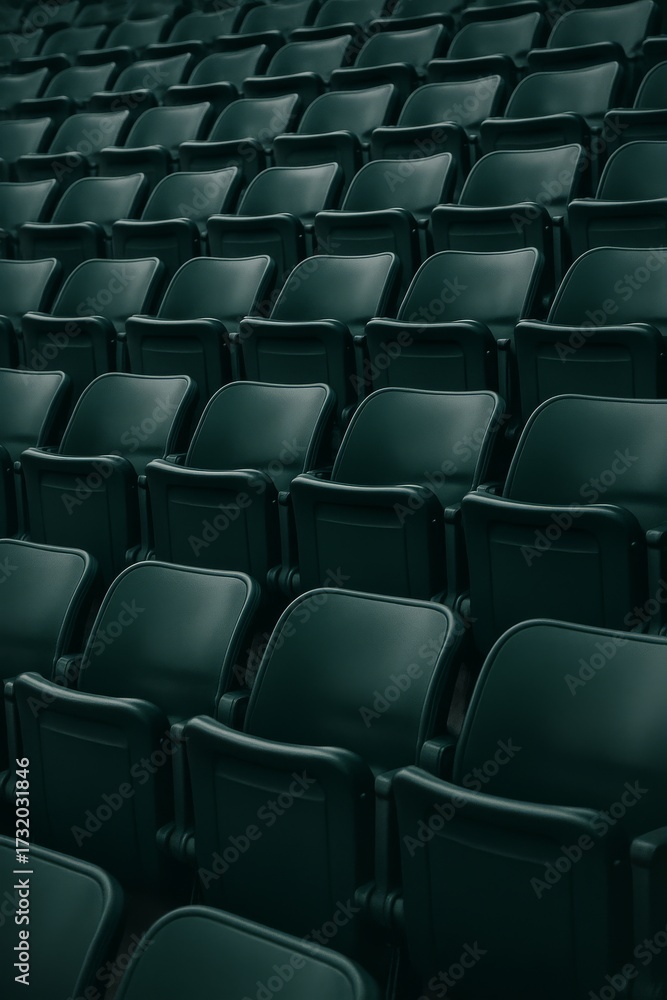 Naklejka premium Empty Dark Green Stadium Seats Pattern
