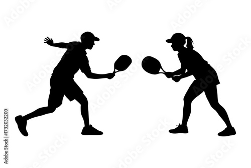 pickleball players vector 