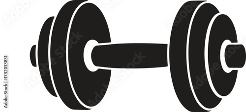 Black dumbbell icon.dumbbell flat silhouette icon illustration.Simple flat icons for bodybuilding, weightlifting, and workout app graphic element.