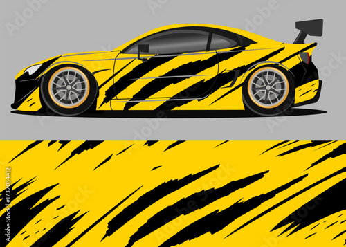 car wrap design premium with yellow color abstract scratch theme