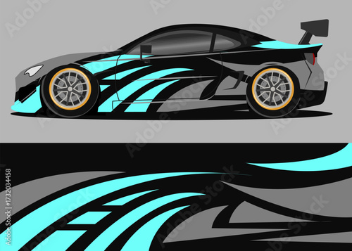 car wrap design premium with blue abstract theme