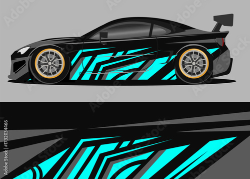 car wrap design premium with blue abstract theme