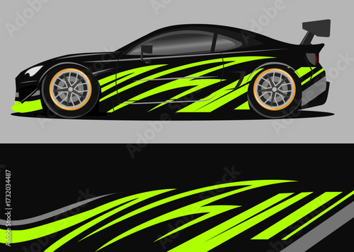 car wrap design premium with green abstract theme