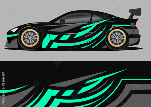 car wrap design with green abstract theme