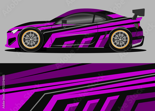 car wrap design with purple color geometry theme