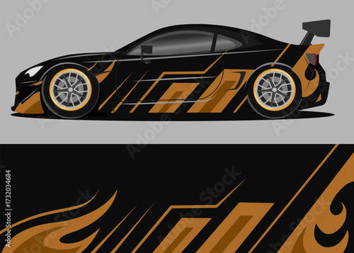 car wrap design with black and golds geometry theme