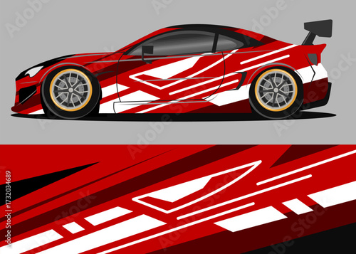 car wrap design with red and white color theme