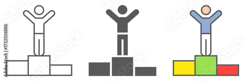Business success icon, business and leader, winner sign, vector graphics, a linear pattern on a white background, eps 10.