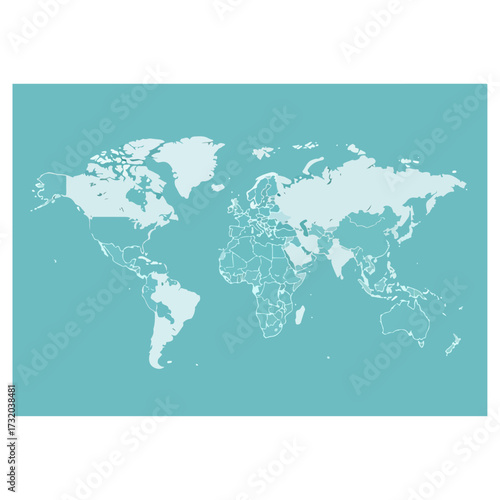World Map Illustration Depicting Global Geography and Political Boundaries.