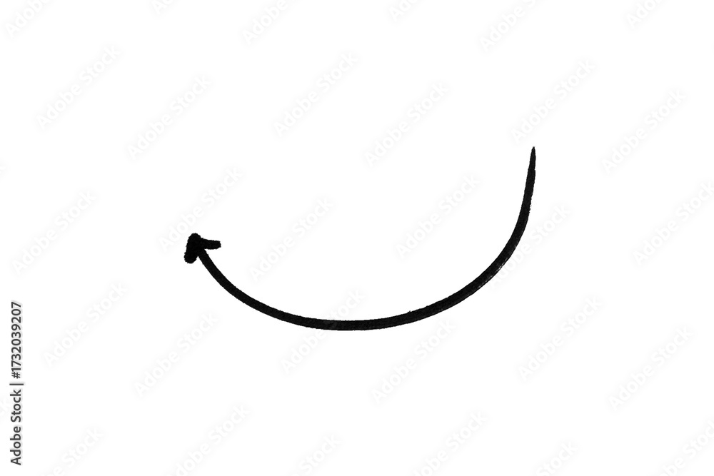 Fototapeta premium Curved Backward Arrow Hand Drawn Doodle Vector