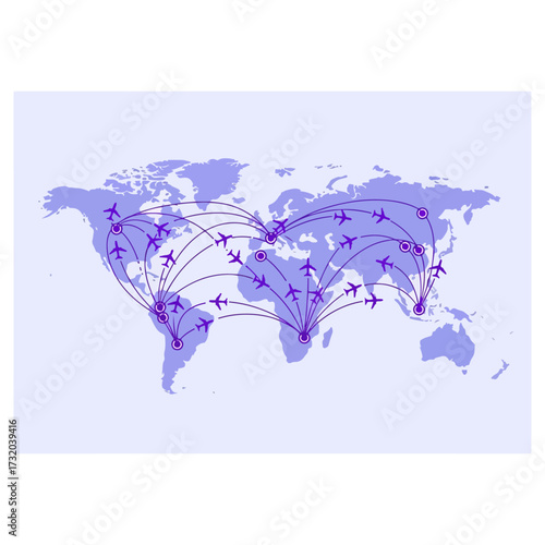 Global Air Travel Network Connecting International Destinations.
