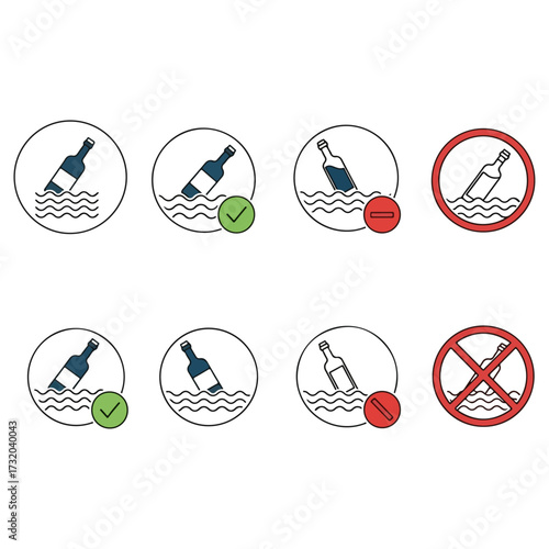 Prohibition of alcohol bottles in water, safety and rules.