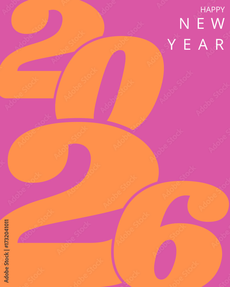 Fototapeta premium vector illustration of a happy birthday card, Set of 2026 Happy New Year logo text design. 2026 number design template. Collection of 2026 Happy New Year card, cover, poster. Vector illustration