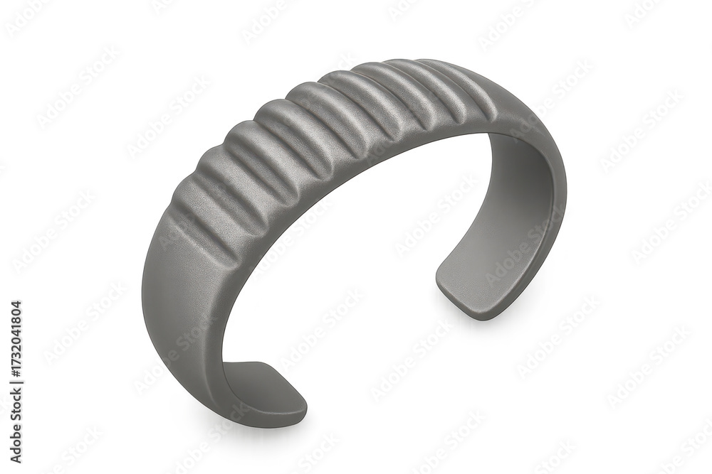 Naklejka premium Gray ribbed cuff bracelet isolated on transparent background, studio shot.