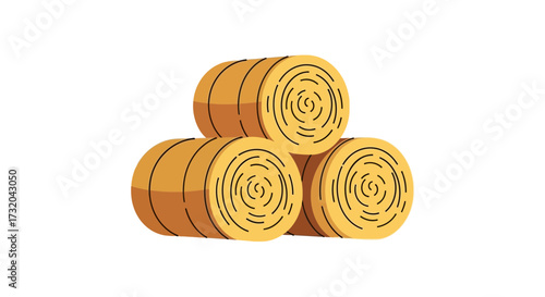 Stacked hay bales illustration, simple design element for agriculture themes