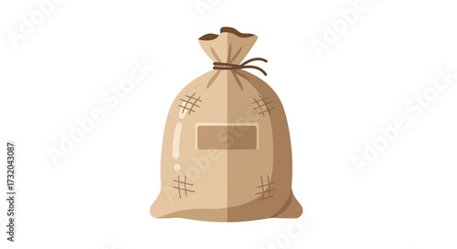 Stylized burlap sack illustration, isolated on a clean background