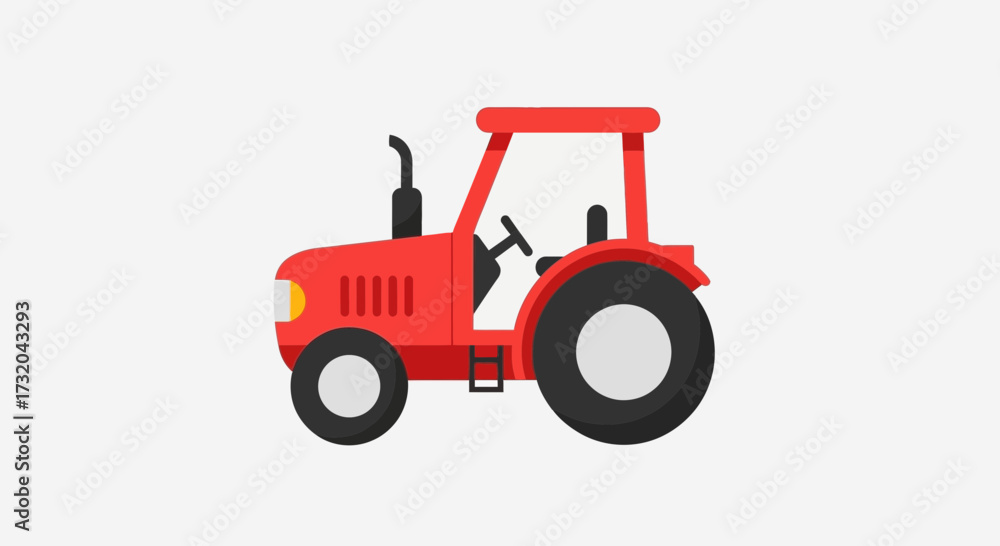 Obraz premium Stylized red tractor illustration on a clean white backdrop display