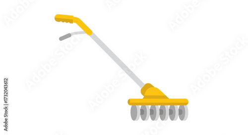 A Flat Vector Illustration of a Scarifier or Lawn Aerator Tool Isolated
