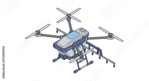 Advanced agricultural drone illustration featuring spraying technology design