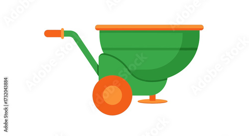 Depiction of a vibrant, green lawn spreader, a tool for garden upkeep