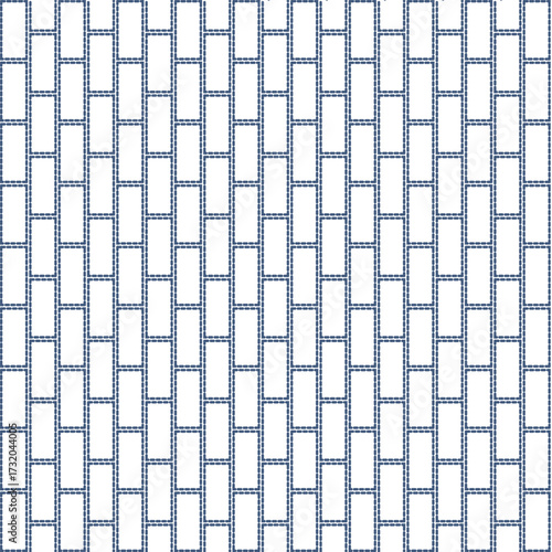 Seamless Geometric Pattern. Stitched Rectangle Block Seamless Pattern. Beige Brickwork Dotted Line Background. Abstract Geometric Quilted Effect Design. Subtle Textile-Inspired Tile Pattern. 
