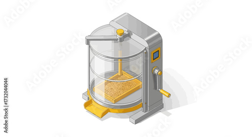 Detailed Isometric Illustration of a Manual Industrial Food Processing Machine