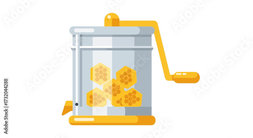 Honey extractor machine illustration for beekeeping production process