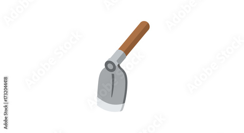Illustration of a Gardening Hoe Tool with Wooden Handle on White Background