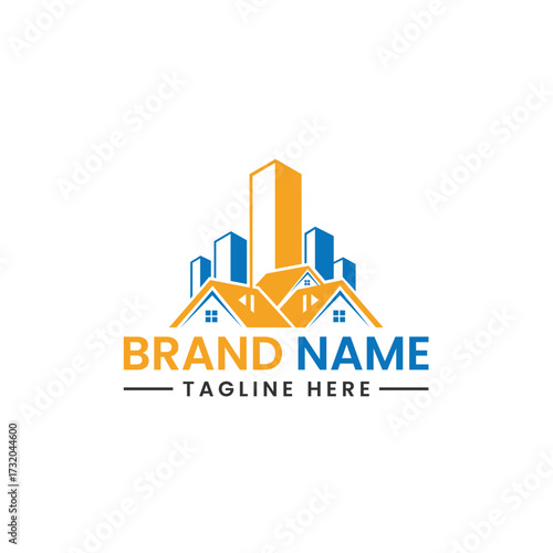 Modern cityscape buildings logo design for real estate business