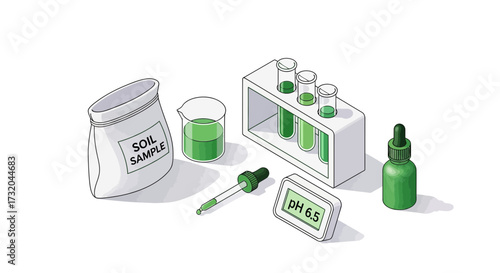 Illustration of Soil Analysis Tools and Equipment for Scientific Investigation